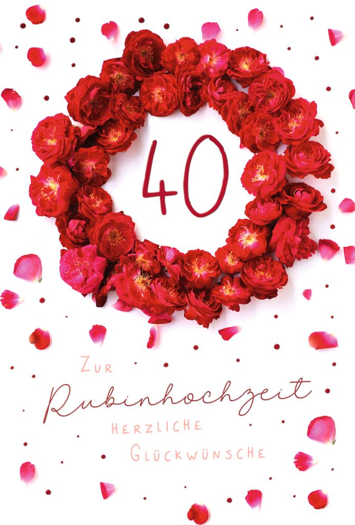 Rubinhochzeit 40. Hochzeitstag Rosen Glückwünsche Produktbild 