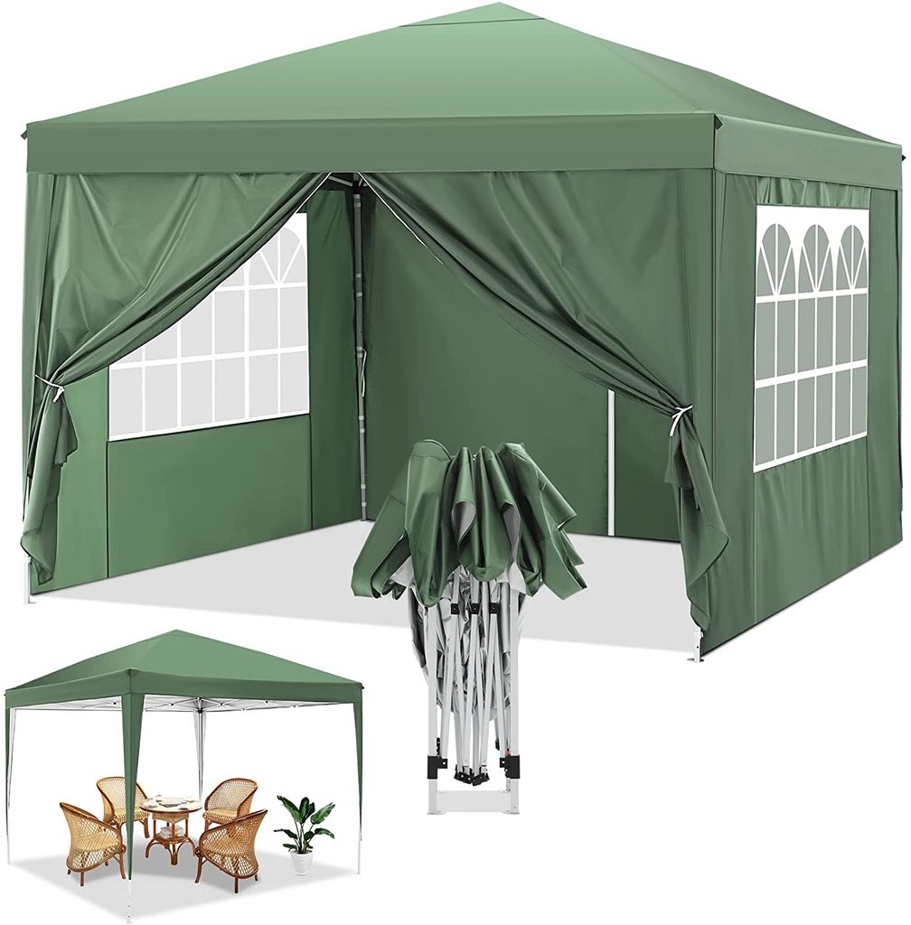 Pavillon 3x3m Faltpavillon Partyzelt Gartenzelt Camping Bierzelt mit Seitenteile 