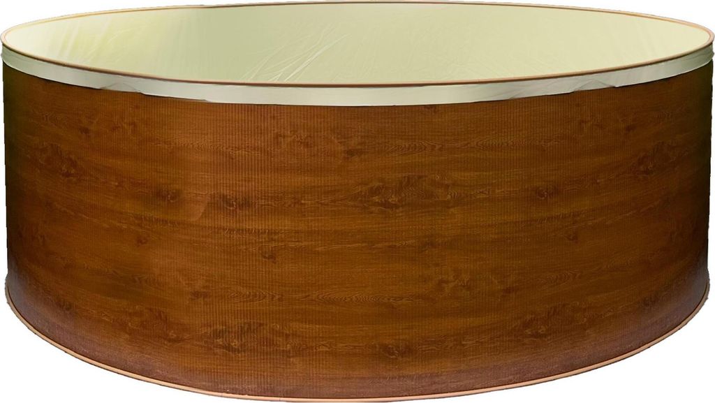 Stahlwandpool rund 350x120 cm, Stahl 0,4 mm Holzoptik, Folie 0,3 mm sand, overlap