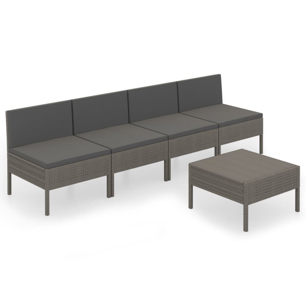 "2026 MODERNE" 5-tlg. Garten-Lounge-Set - elegantes Design - Sitzgruppe/Gartengarnitur - mit Auflagen Poly Rattan Grau - Terassenmöbel NeuMöbel39...