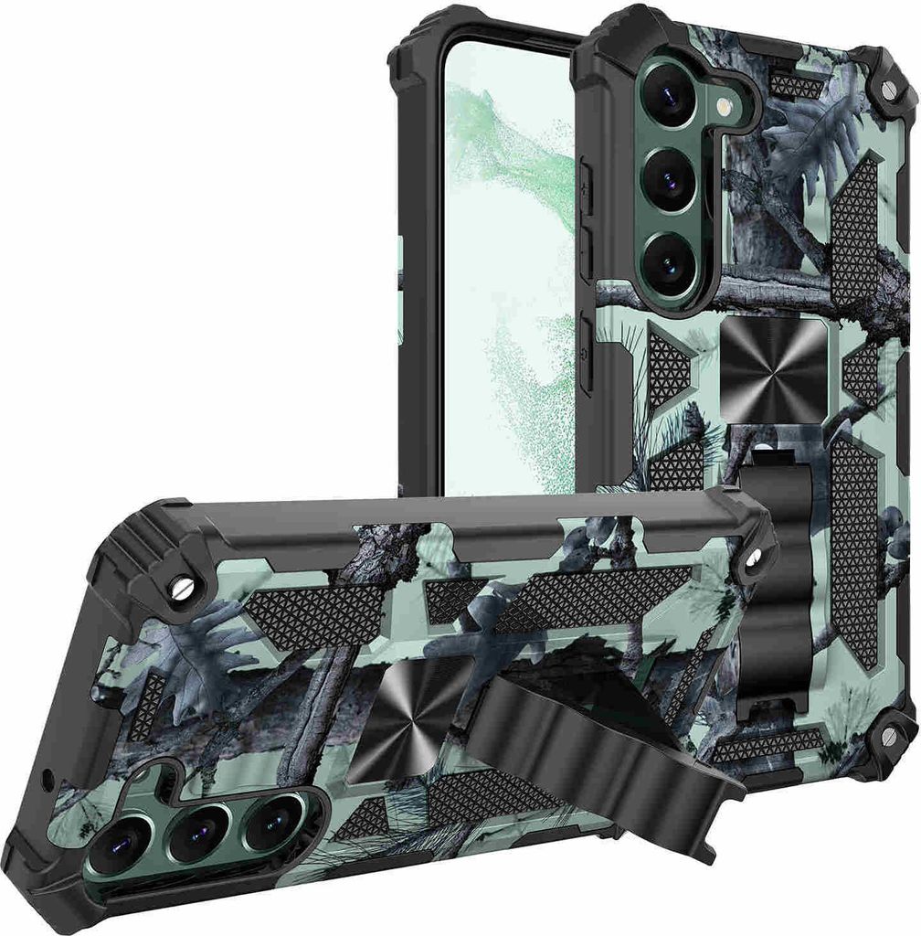 Für Samsung Galaxy S23 Camouflage Armor Hülle Cover Türkis Etui Handy Tasche Military