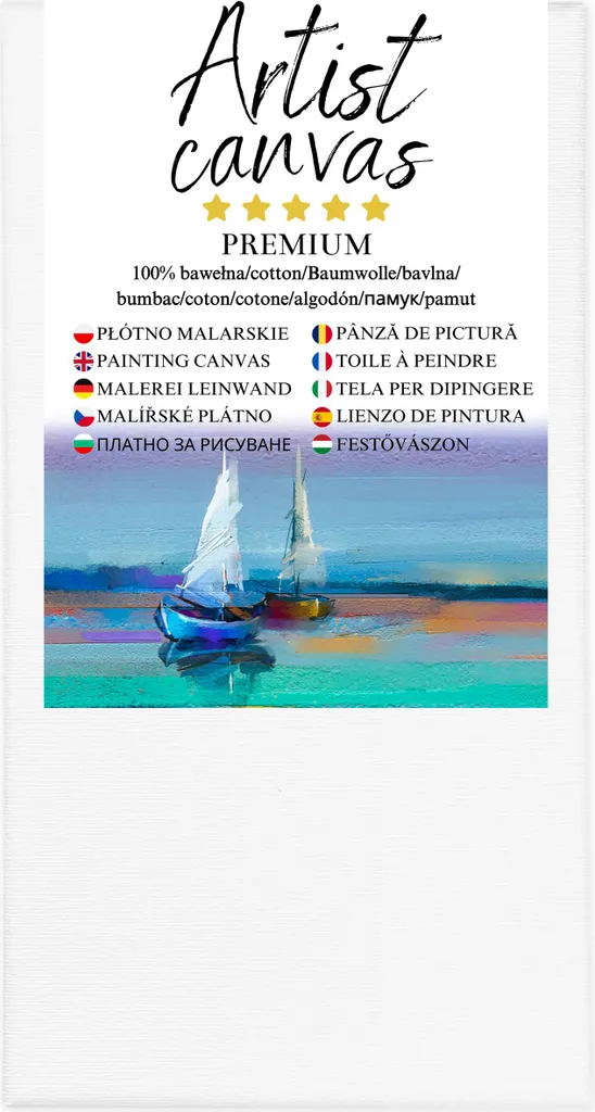 Tela su telaio, 100% cotone, 280 g/m², fondo bianco 70X130 cm