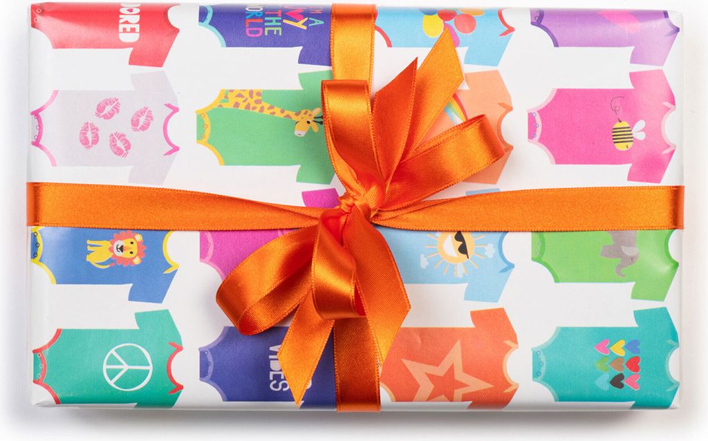 Geschenkpapier Baby Strampler 70cm x 2m Rolle bunt