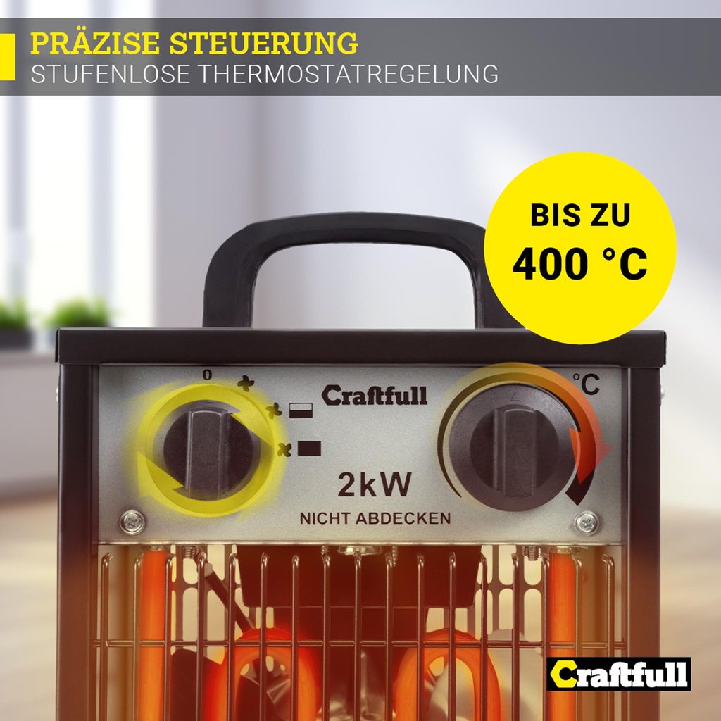 Craftfull Elektro Heizlüfter HL200 - 2000-3000 Watt - Produktbild 7