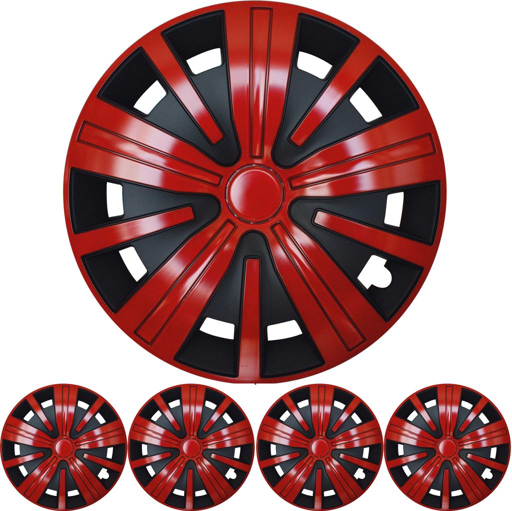 Radzierblenden "Spinel BIS" 15 ZOLL in Rot / Schwarz 4x PREMIUM DESIGN Radkappen in der Farbe Rot von F.H.U.P. OLSZEWSKI