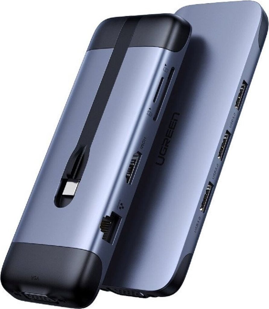 Ugreen 9in1 Multifunktions HUB USB Typ C - HDMI / 3x USB 3.2 Gen 1 / SD Micro SD / usw.100W 20V 5A Grau (70409 CM286)