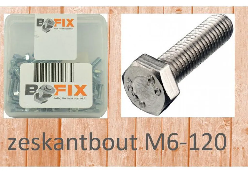 Boulon hexagonal de montage M6-120 - Pack visserie pour bois et métal