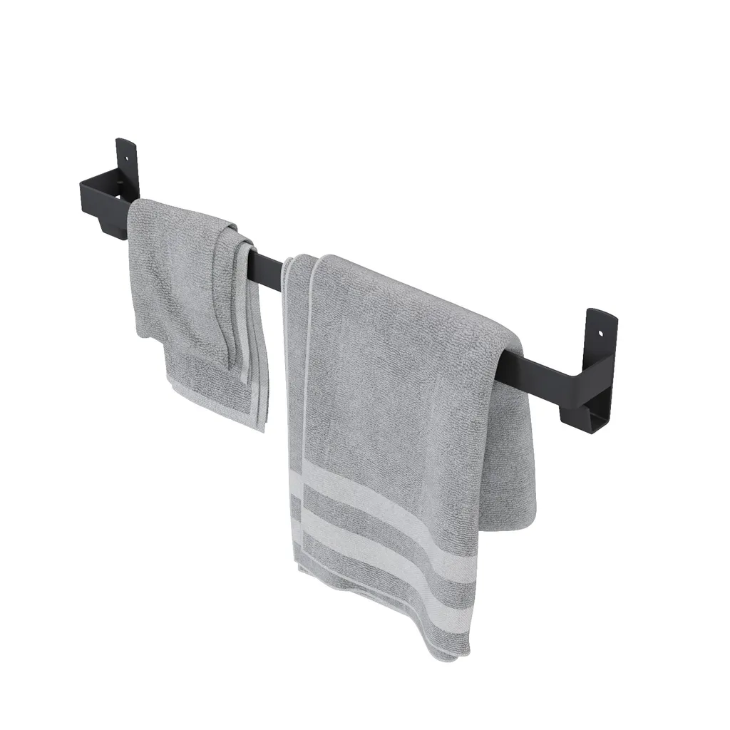 Portasciugamani regolabili per bagno da 37-68cm, barra di asciugamani singola, espandibile in acciaio inox SUS304, montaggio a parete con viti, asta per asciugamani, colore nero opaco