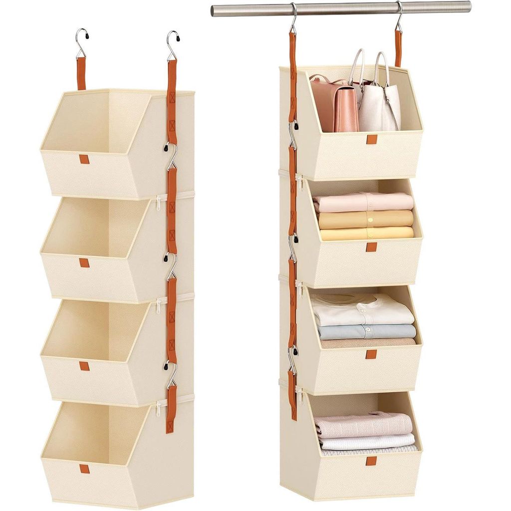 Hängeorganizer, 4 Fächern Hängeaufbewahrung, Kleiderschrank Organizer