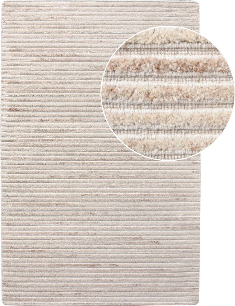 QUVIO Teppich - Teppich 160x230 - Teppiche - Wollteppich - Teppich Wolle - Teppich 160x230 - Teppich rechteckig - Teppich off white - Teppich recht...