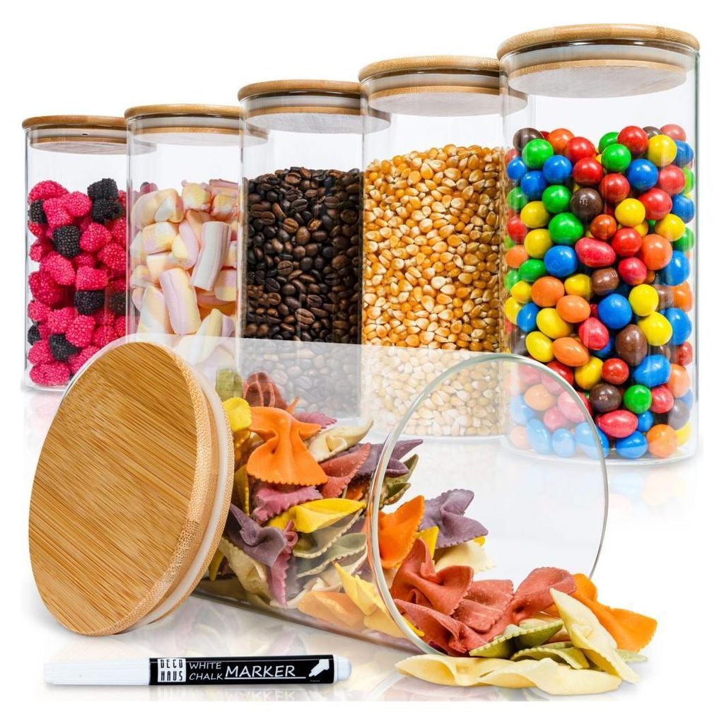 lot de 6 bocaux à provisions réutilisables avec couvercle Image du produit 