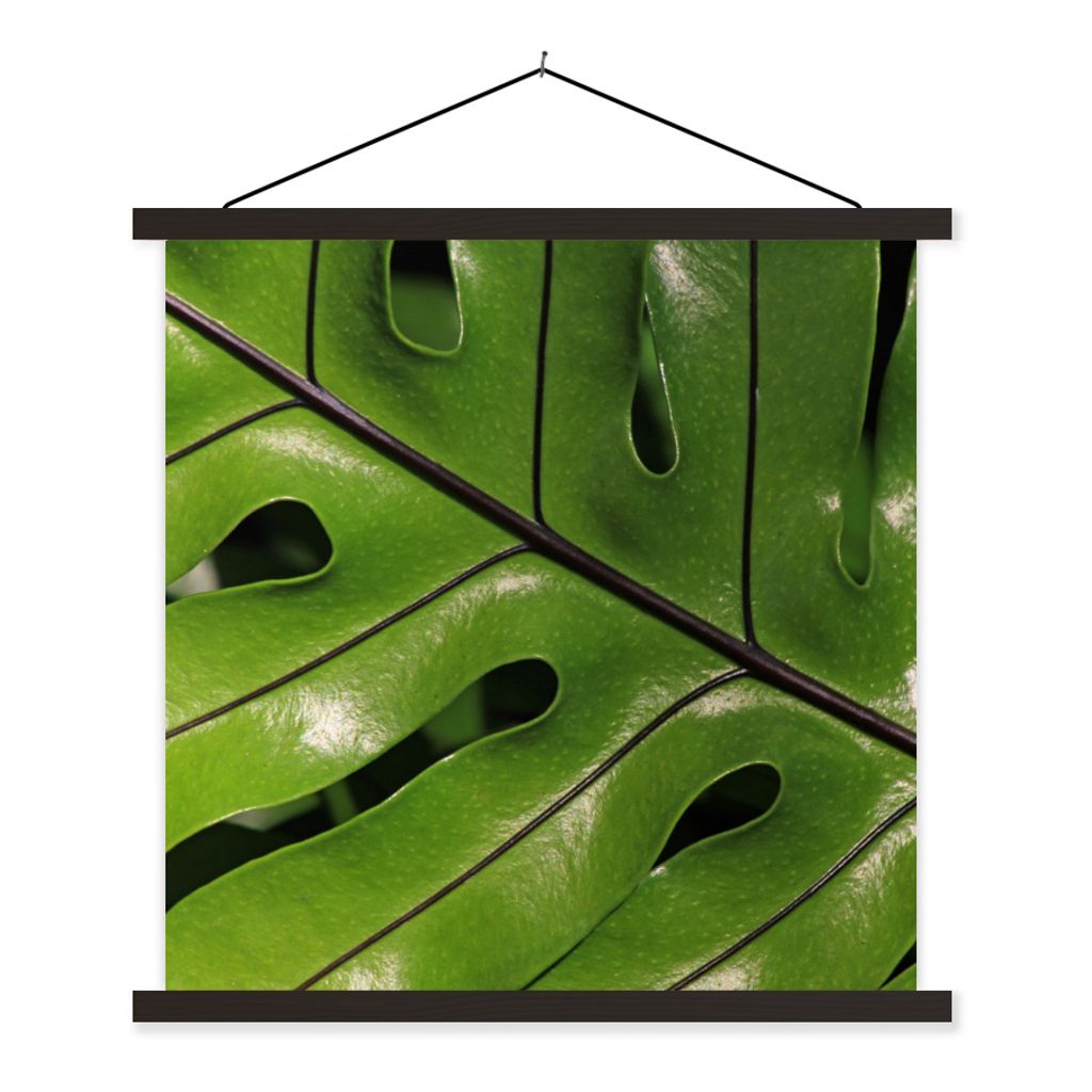 MuchoWow Textilposter Tropische botanische Blätter leuchten in der Sonne 60x60 cm mit schwarzem Rahmen - Posteraufhänger