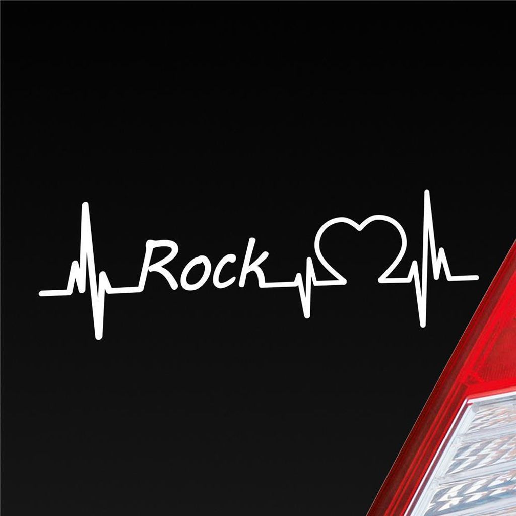 Auto Aufkleber Rock Puls Herzschlag 19x6 cm Weiss Glanz Sticker Heckscheibenaufkleber