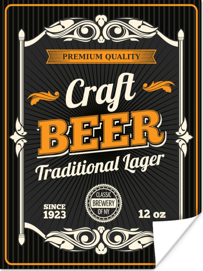 MuchoWow Poster Mannshöhle - Bier - Vintage - Zitat 90x120 cm - Wohnzimmer
