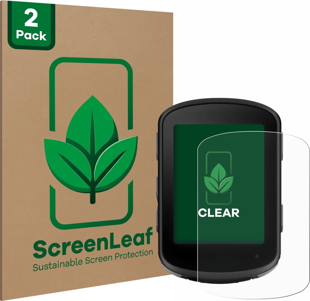 2x ScreenLeaf Schutzfolie für Garmin Edge 540 nachhaltiger Displayschutz Display Schutz Folie Klar Transparent