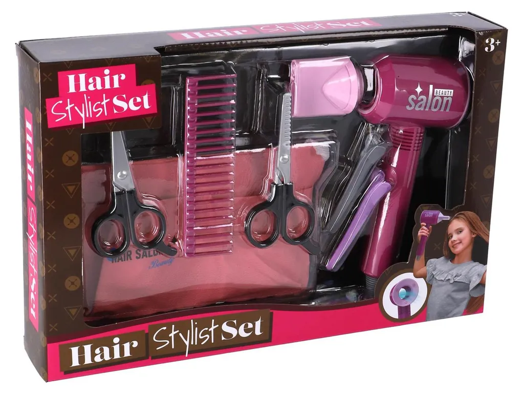 Kit de Coiffure pour Enfants avec Accessoires - Jeu d'Imitation Rose