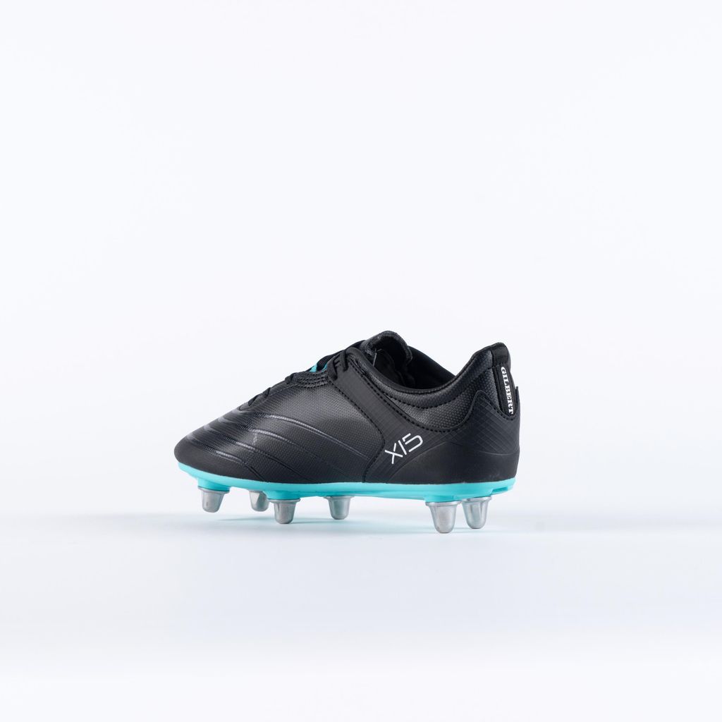 Gilbert Rugbyball schwarz aqua Größe 2-6 langlebig Grip