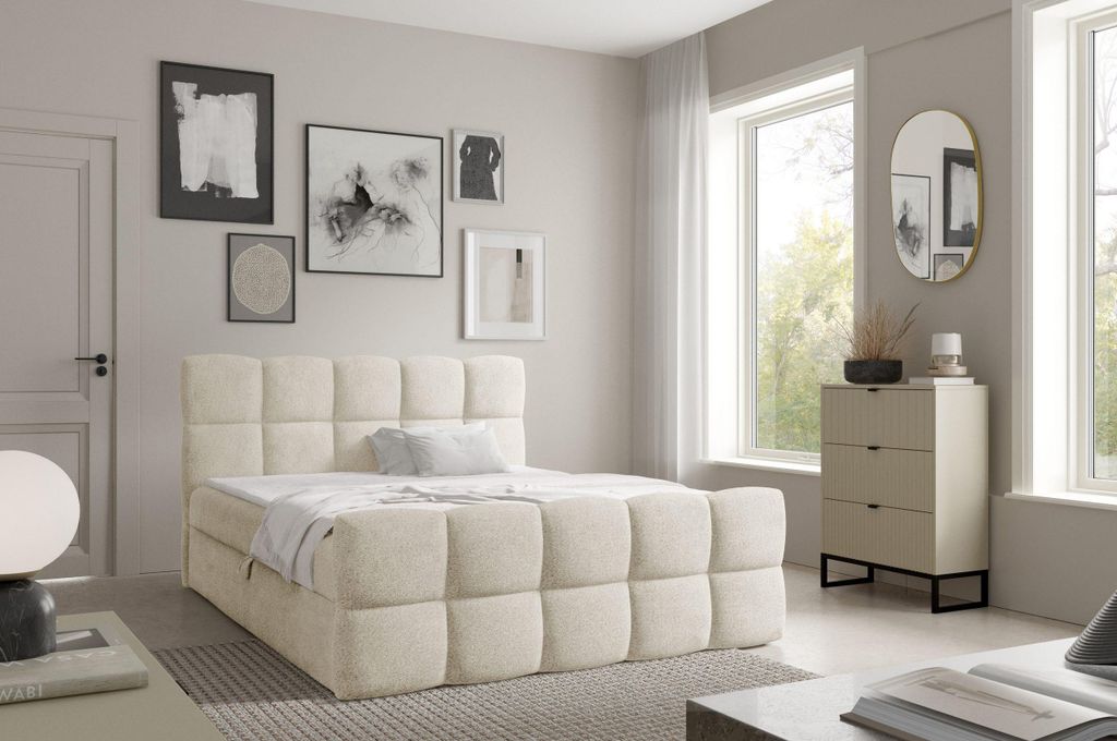 YOURHOUSE24 Boxspringbett Valentino Doppelbett Bettgestell Lattenrost (Farbe: Coral 15, Größe: 140x200 cm)