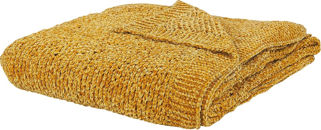 BELIANI Decke Gelb Polyester 150 x 200 cm für Schlafzimmer für Wohnzimmer