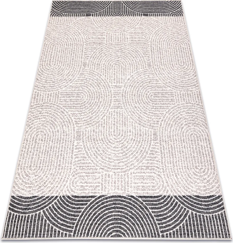Tapis Entrée ou Descente de Lit en Laine Beige Gris 80x150 cm Élégant