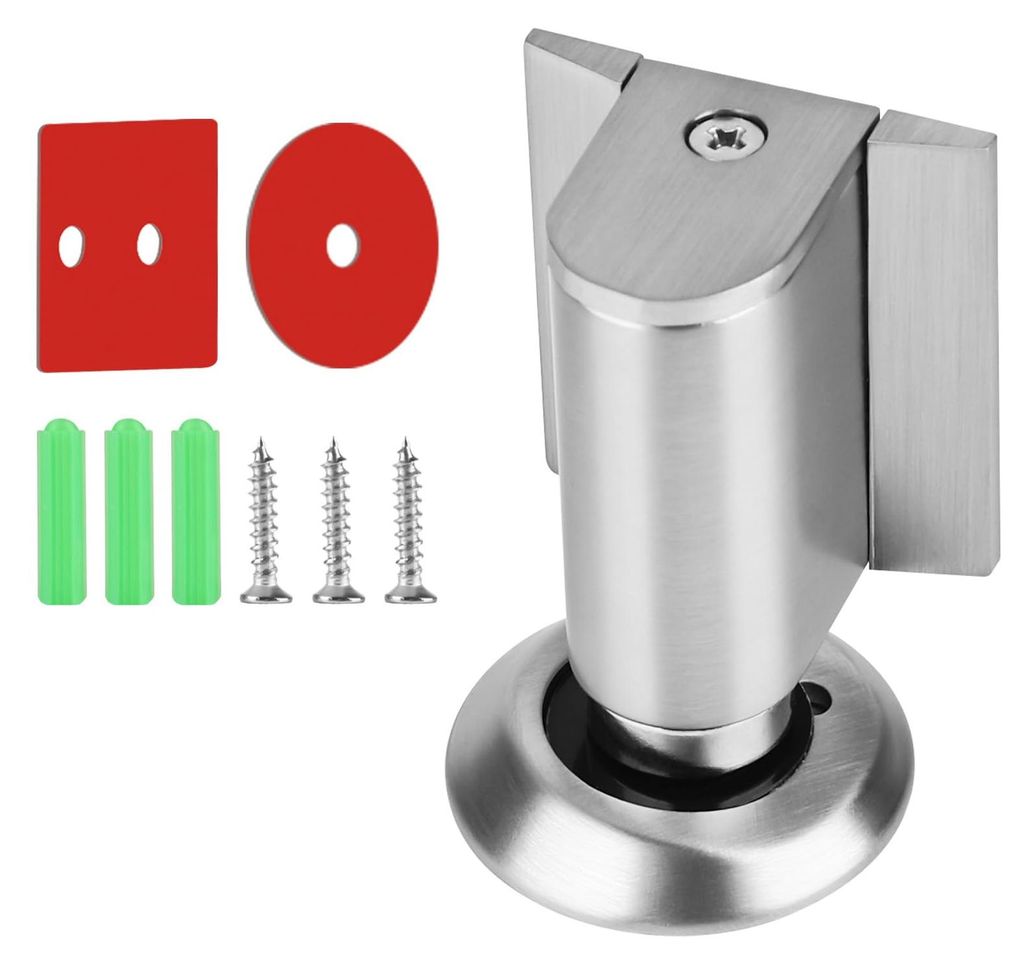 Magnetischer Türstopper – Bodentürstopper aus Edelstahl, selbstklebender Türhalter (kein Bohren erforderlich), höhenverstellbarer Türpuffer,...