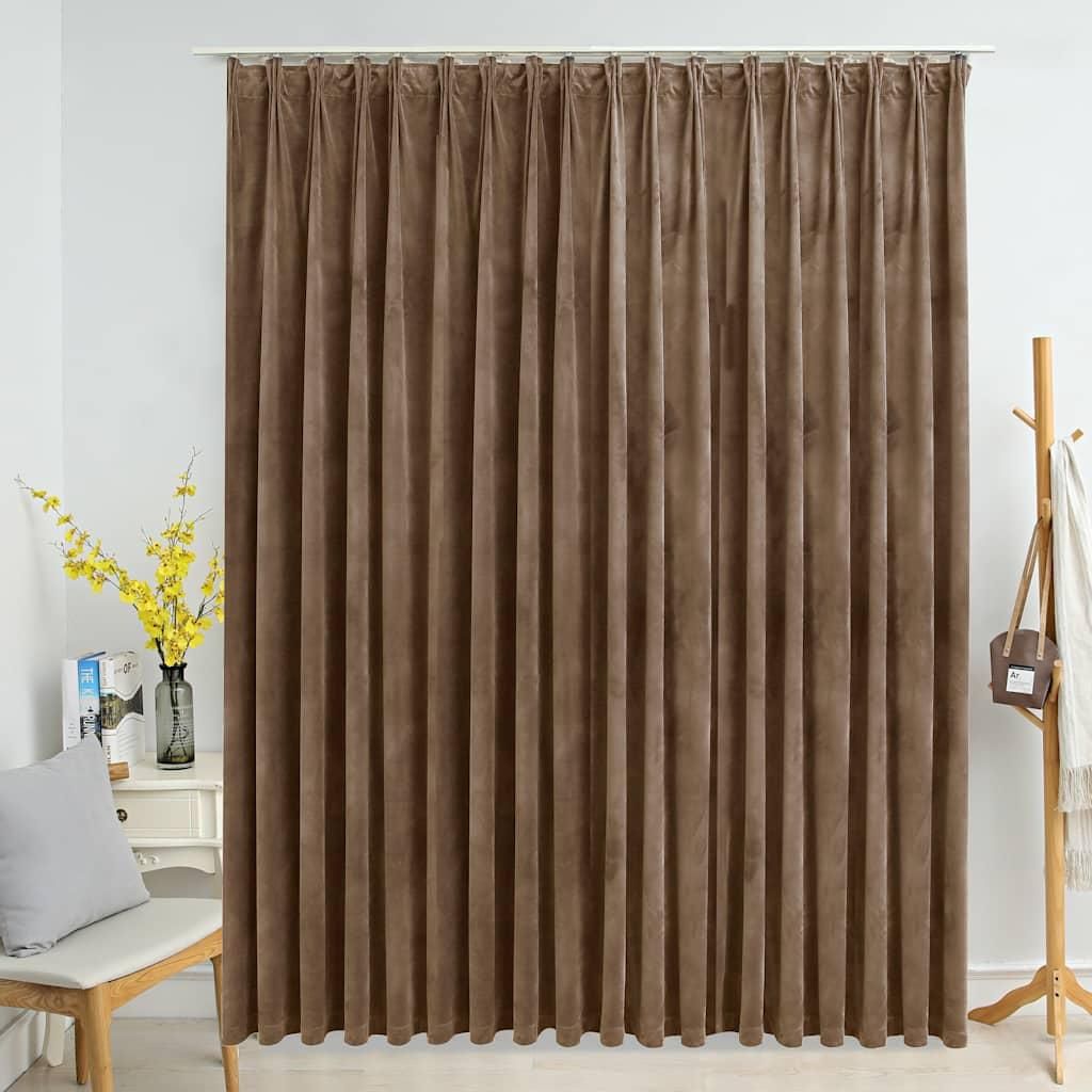Vidaxl -Vorhang Blackout mit Haken 290x245 cm Samt Beige Immagine del prodotto 