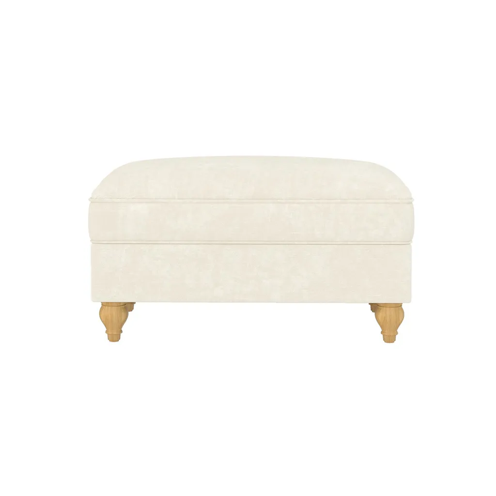 Tabouret Windsor Chenille Cloud Sofas 90x56cm avec Jupe Amovible Blanc - 5