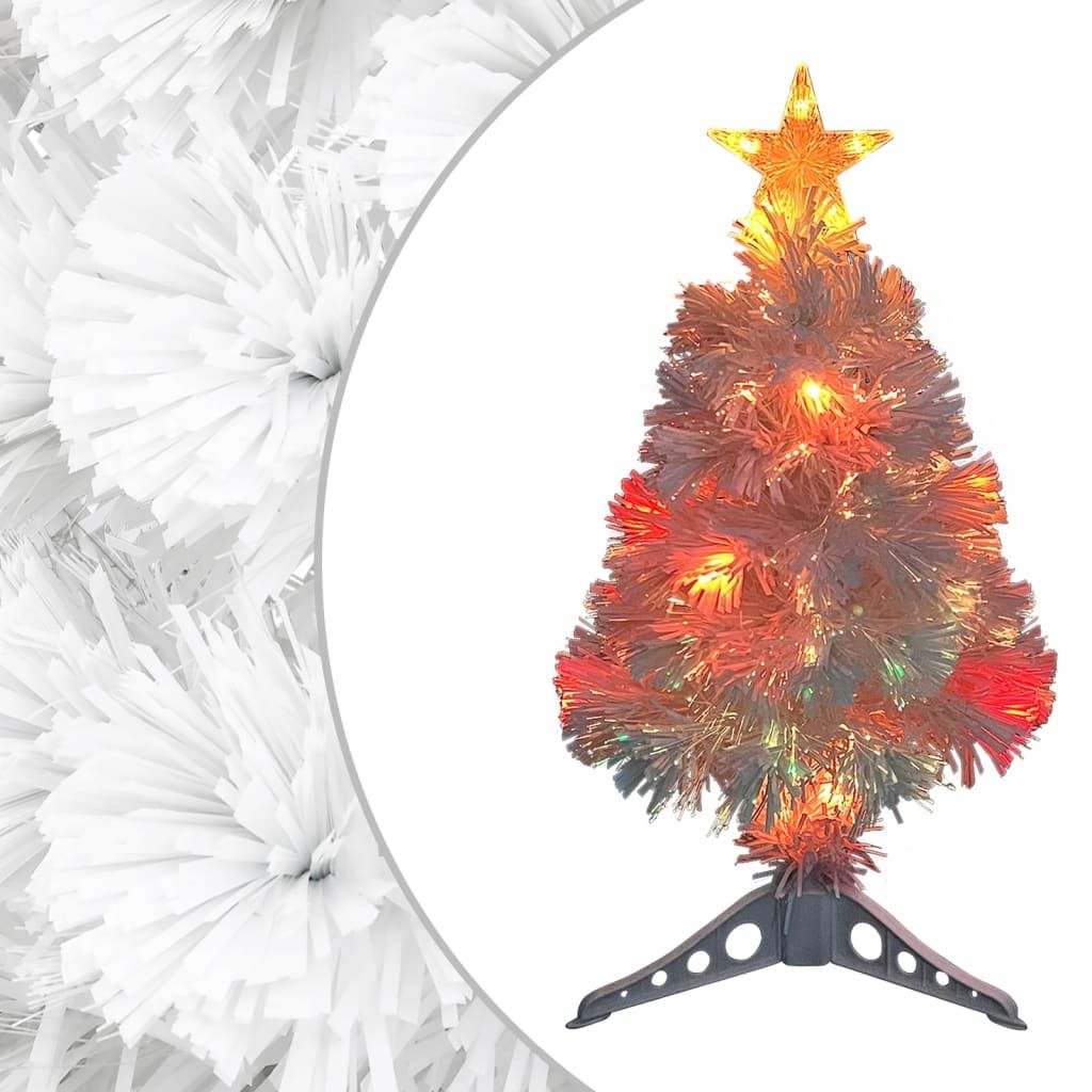 The Living Store Künstlicher Weihnachtsbaum mit LED Weiß 64 cm Glasfaser