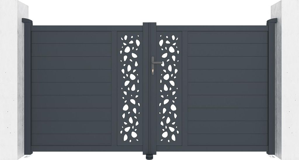 Doppelflügeltor aus Aluminium 3m SUNNY H.160cm grau