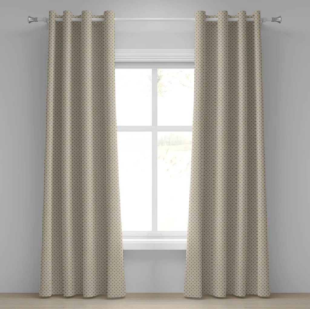 Rideau à œillets beige ABAKUHAUS à motif pois 280x245 cm 2 panneaux
