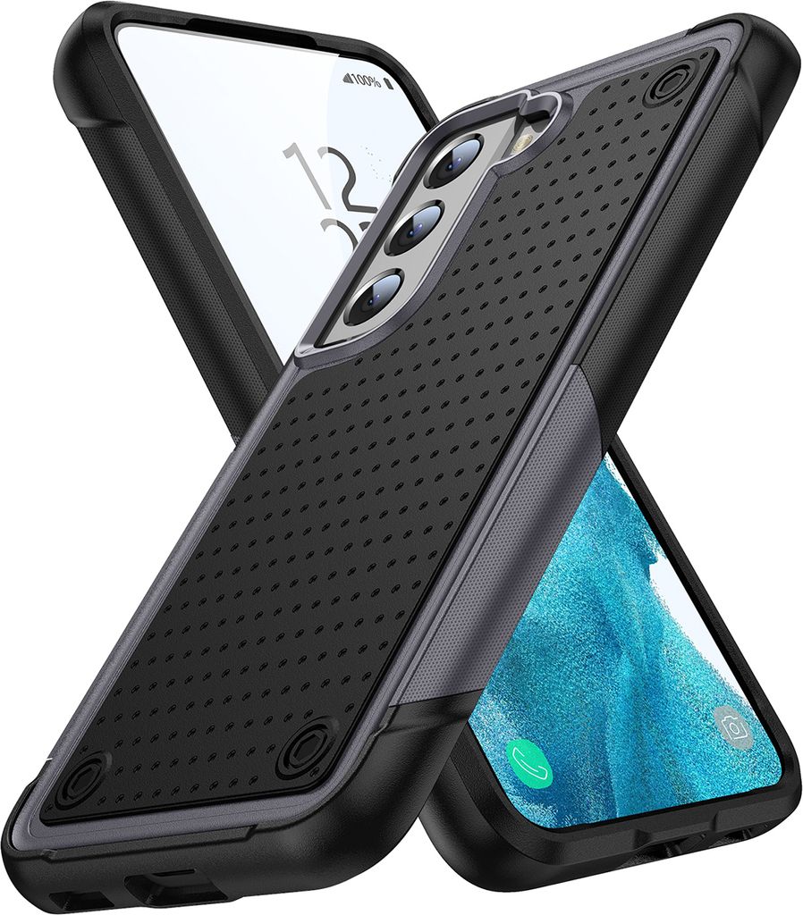 Für Samsung Galaxy S22+ 5G Hülle Militärqualität Stoßfest Hybrid 2 in 1 Hart PC Weich TPU Handyhülle Grau Schwarz
