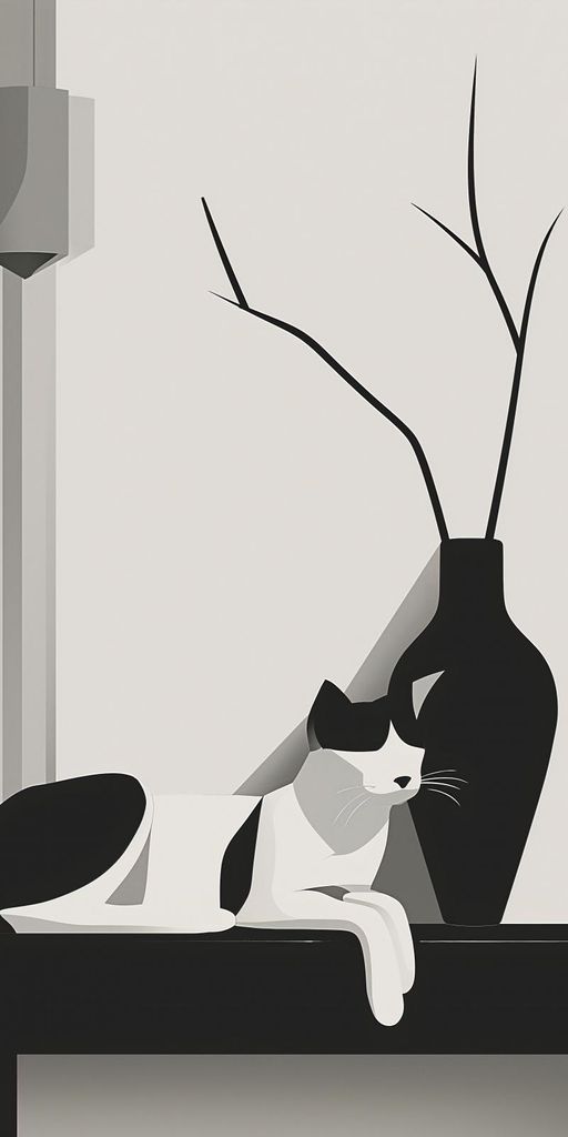 Plakat 50x100cm Katze in Grautönen