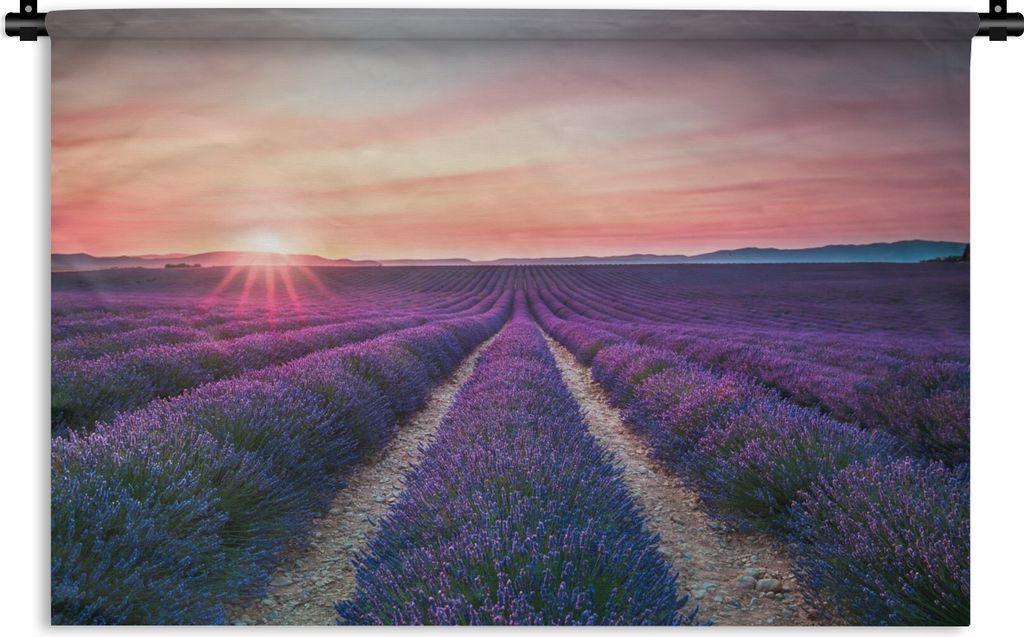 MuchoWow Wandteppich Wandbehang Lavendel - Lila - Blumen - Himmel 60x40 cm Tapisserie Dekoration Wandtuch - Wanddekorationen