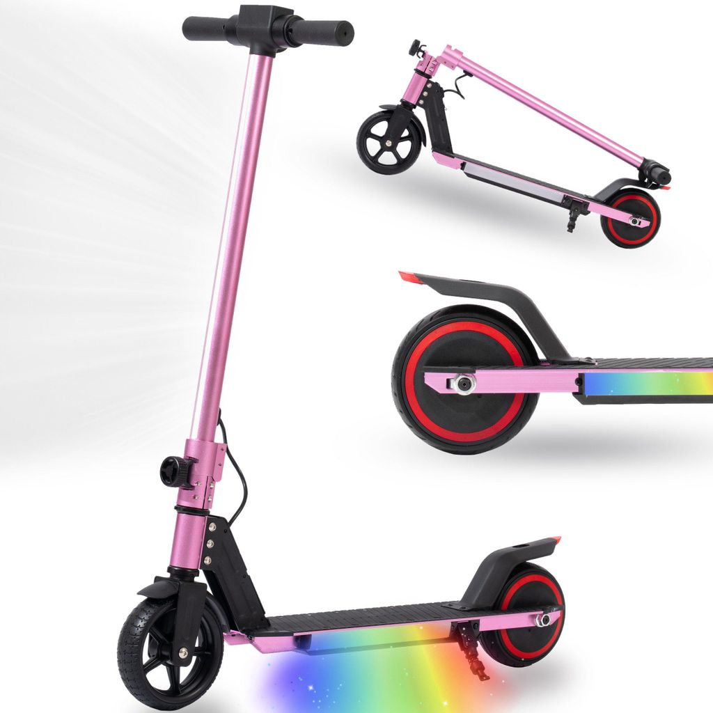 Elektro-Kinderroller 6,5'' E-Roller für 6-12 Jahren, 60Wh, max. 5-8km, klappbar Belastbarkeit 50kg, 14km/h, faltbarer Cityroller, mit Beleuchtung,...