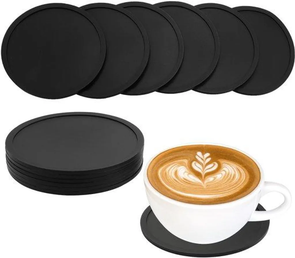 Dessous-de-verre pour tasses à café et verres à bière lot de 12 noir