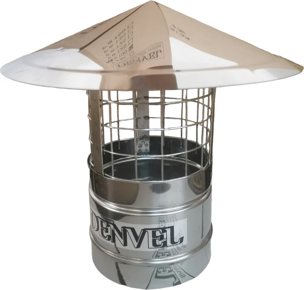Chapeau de cheminée anti-pluie en inox avec filet de protection 80 mm