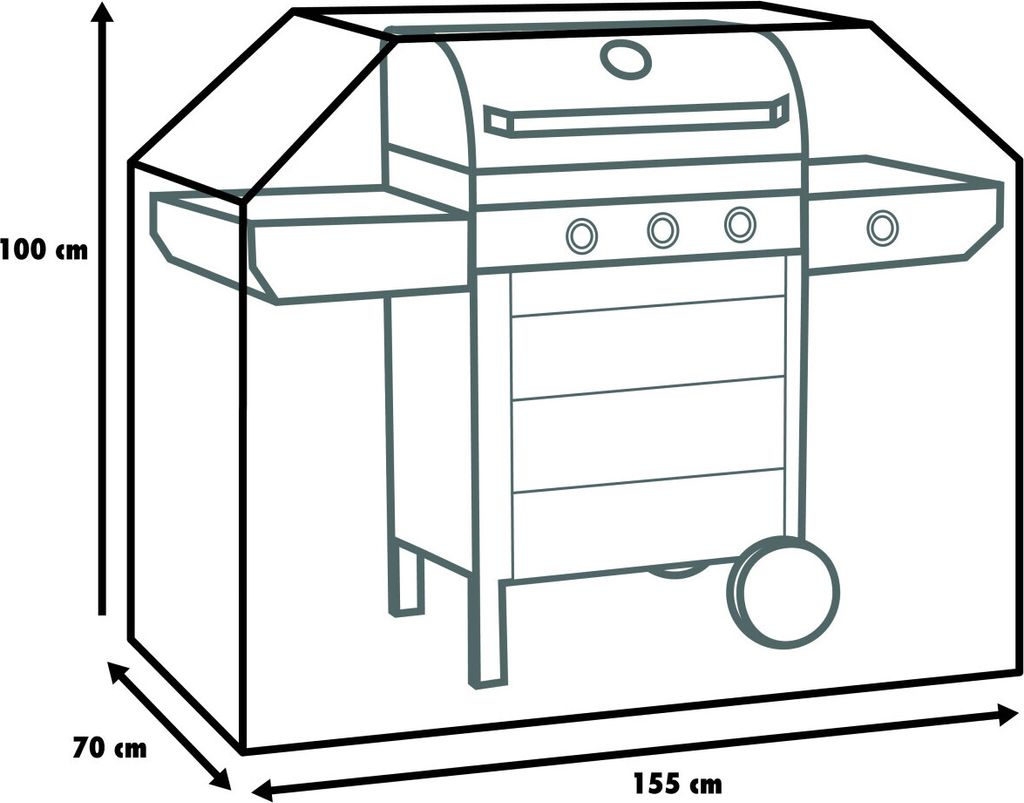 Primaster Schutzhülle für Gasgrills und Grillwagen 155 x 70 x 100 cm