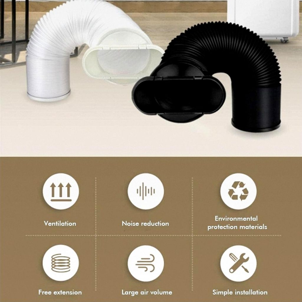 Flexibler Abluftschlauch für mobile Klimaanlagen, Wäschetrockner, Dunstabzugshaube (Weiß, 15 cm Kartenring)