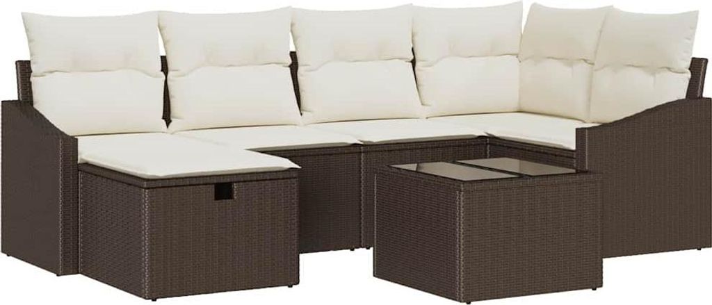 vidaXL Sofa Set mit Kissen 6 pcs Poly-Rattan