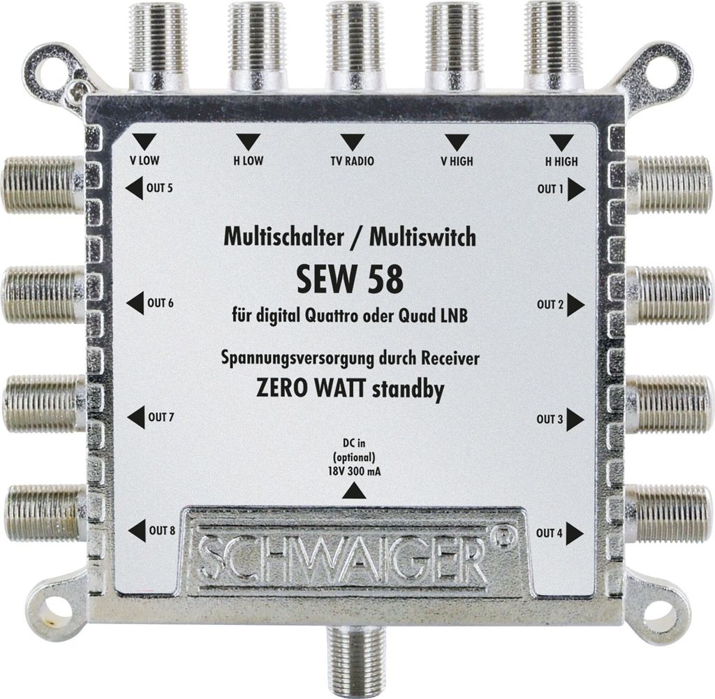 Schwaiger SAT-Multischalter 5x8 eco passiv, ohne Stroman. Produktbild 