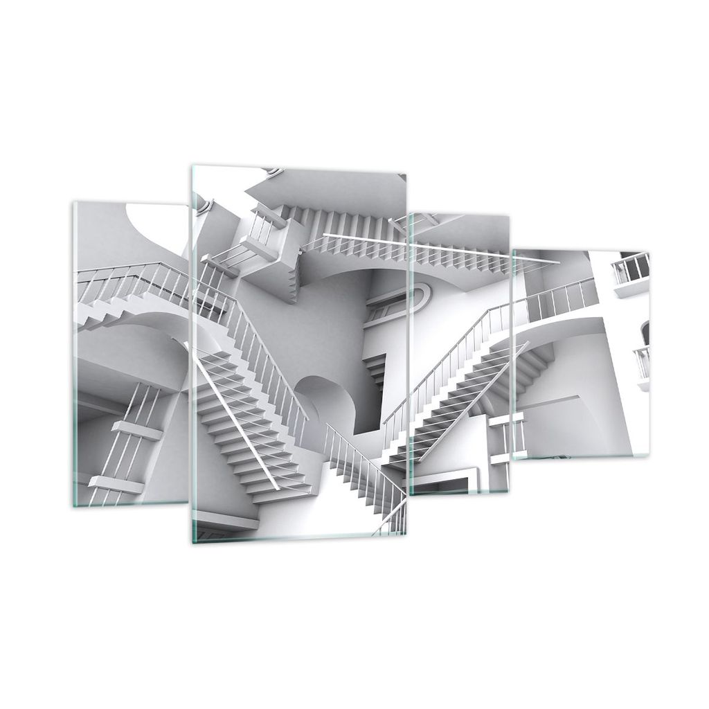 Bilder auf glas - 4 Teile - Wissenschaft Illusion Treppen - 120x70cm - Glasbilder - Wandbilder - Bilder - Wanddekoration aus Glas - Glas Bilder - W...