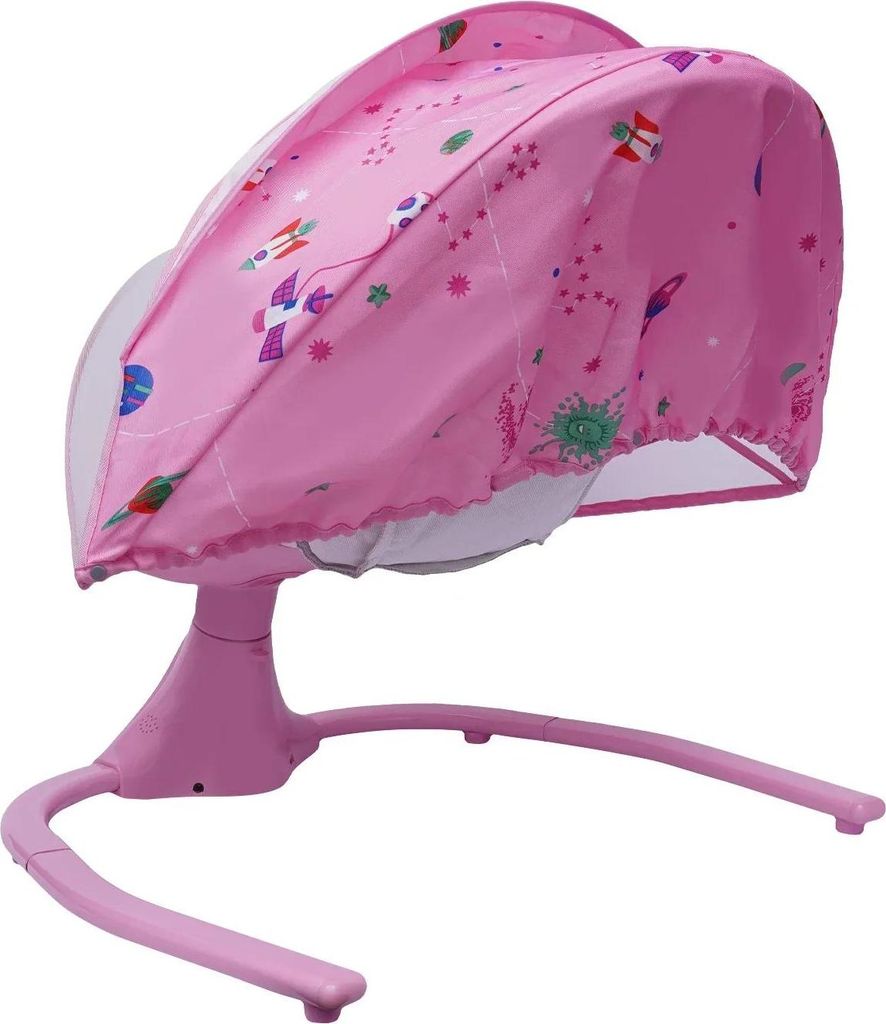 Babyschaukel - Elektrische Schaukel - 4 Geschwindigkeiten - 3 Neigungswinkel 45°/55°/65° - Timer 8/15/30/60 Min - 12 Schlaflieder - 3-Punkt-Gurt...