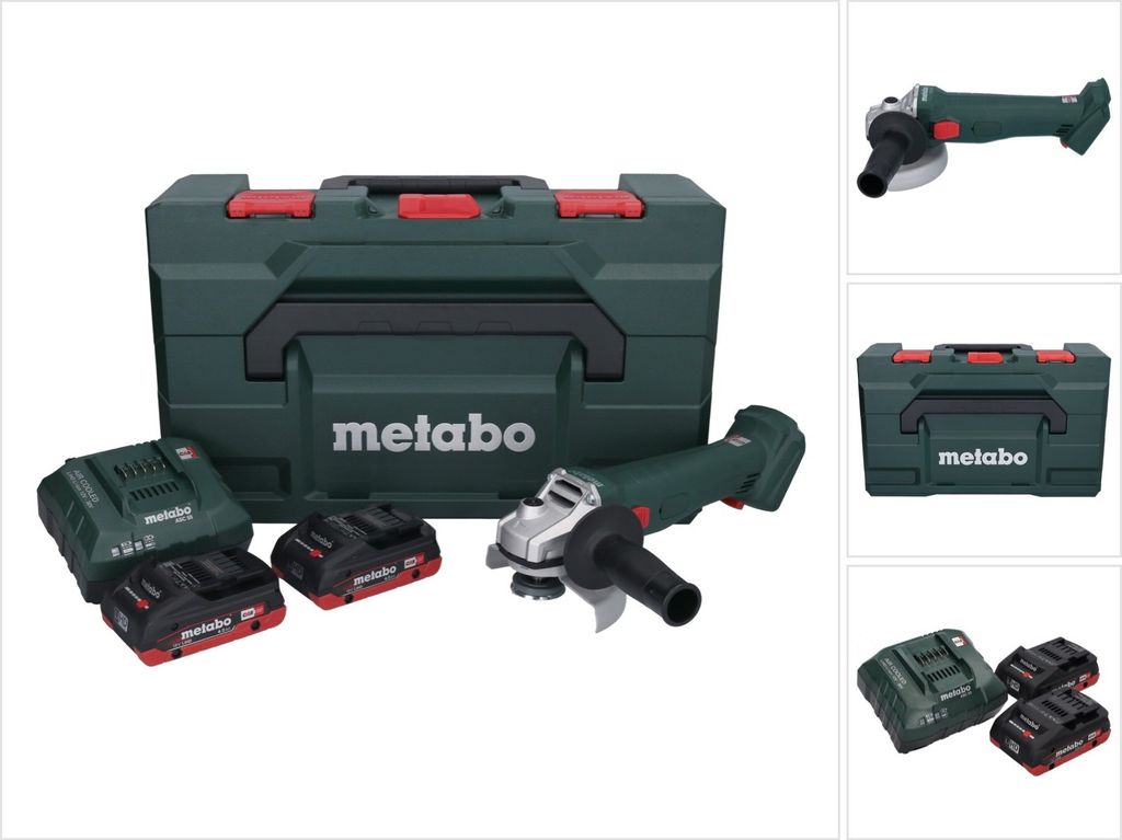 Metabo W 18 L 9-125 Akku Winkelschleifer 18 V 125 mm + 2x Akku 4,0 Ah + Ladegerät + metaBOX