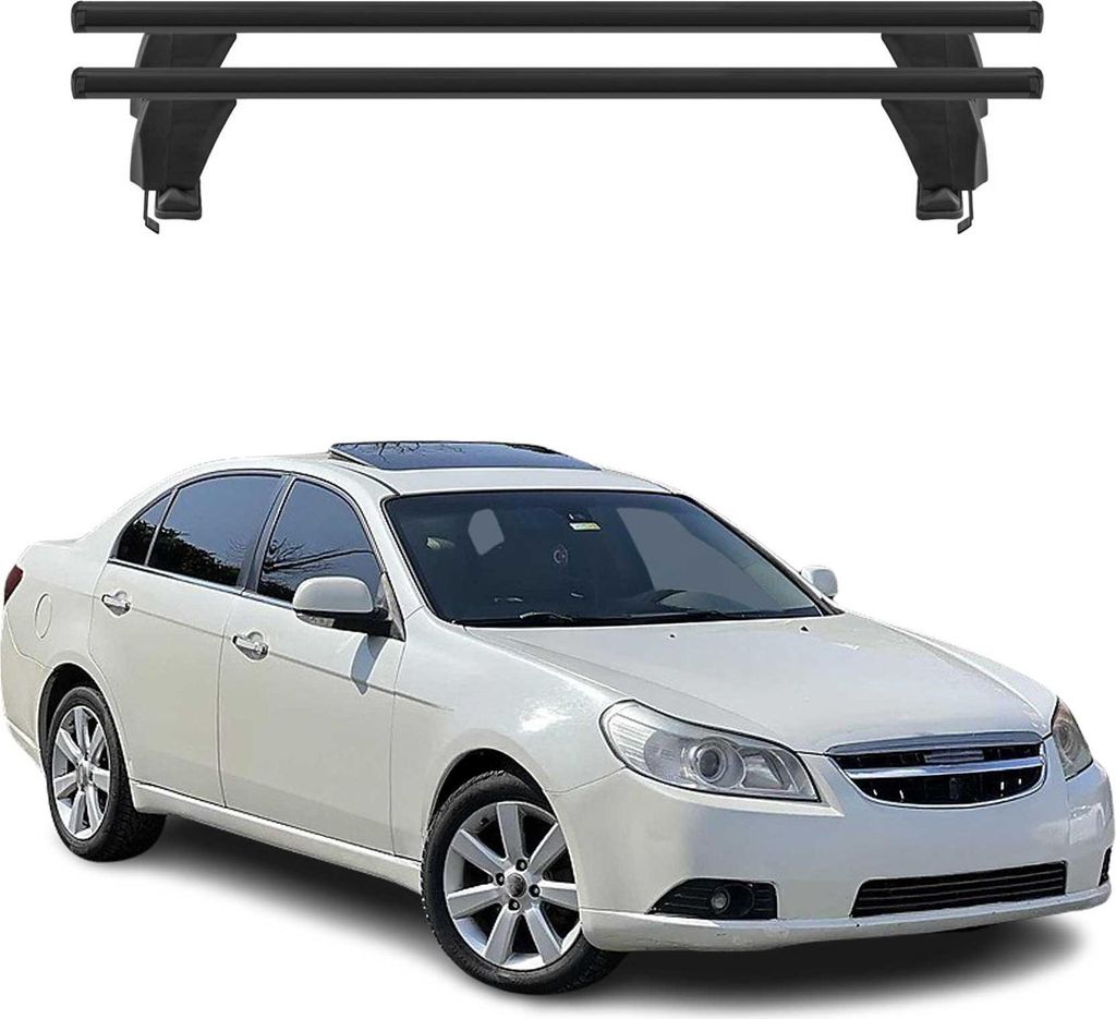 Menabo Dachträger Grundträger für Chevrolet Epica 2005-2011 Alu Schwarz 2tlg