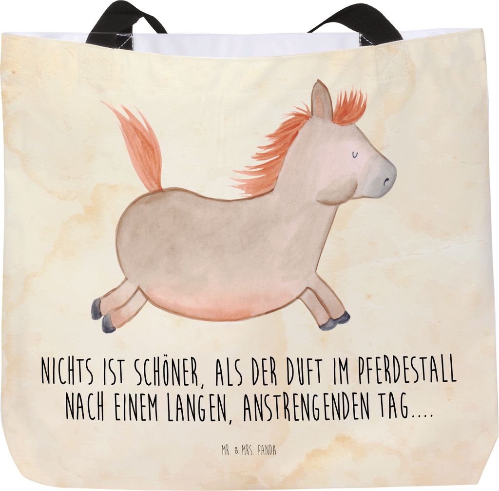 Mr. & Mrs. Panda Strandtasche Pferd Springen - Vintage - Geschenk, Pferdestall, Laptoptasche, Pferde, Tragetasche, Schultasche, Tasche, Pony, Reite...