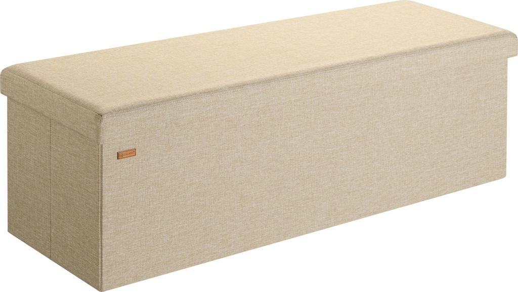 CASARIA Sitzbank mit Stauraum Faltbar Gepolstert Deckel Schlafzimmer Wohnzimmer Flur Sitztruhe Truhenbank Polsterbank, Model:XL - Beige