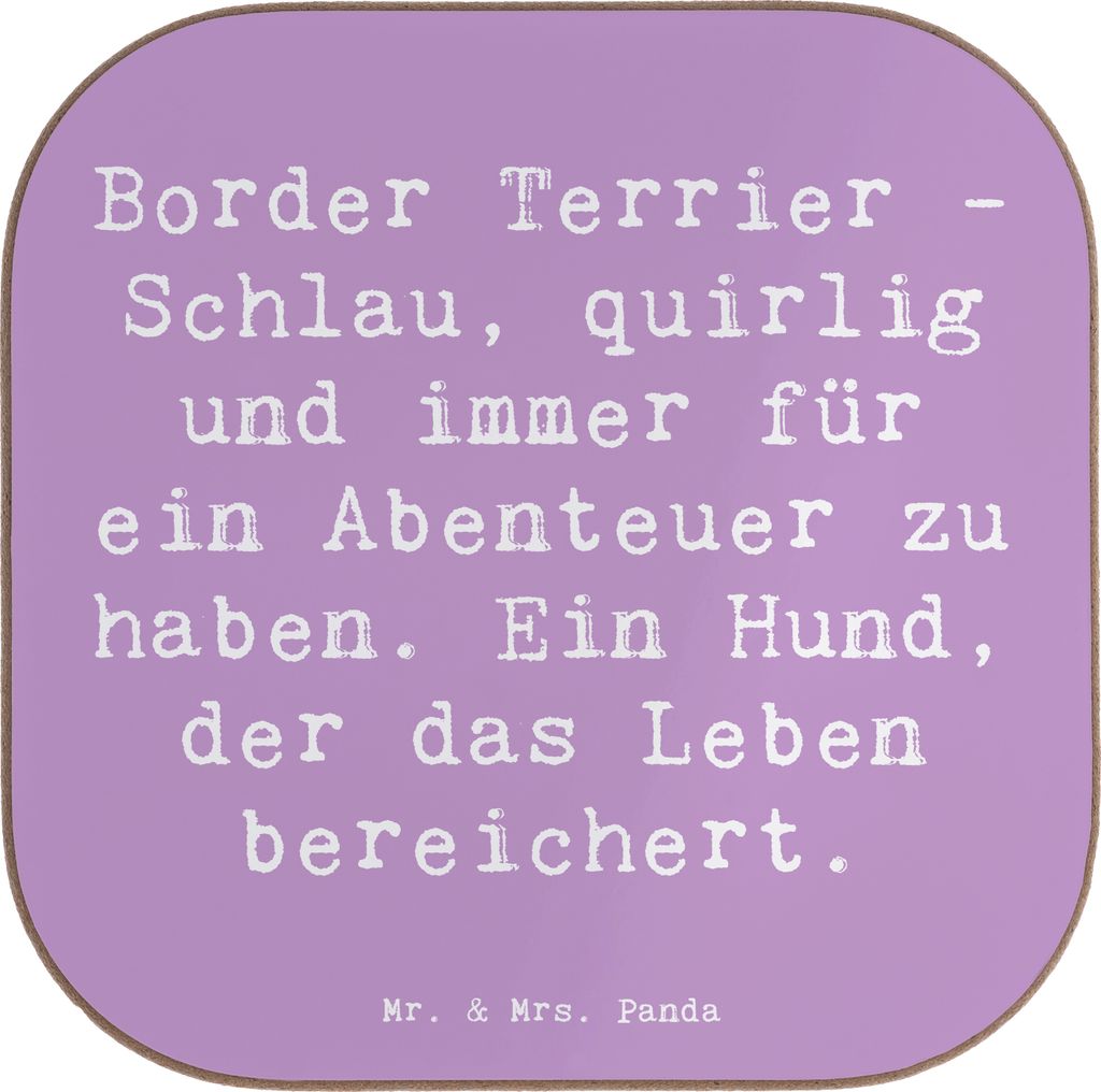 Mr. & Mrs. Panda Untersetzer für Gläser Spruch Border Terrier Abenteuer - Lavendeltraum - Geschenk, liebevoll, Glas, freundliche Hunde, Hunderass...