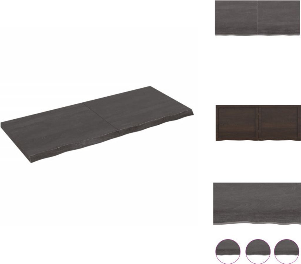 vidaXL Wandregal Dunkelgrau 120x50x(2-4) cm Massivholz Eiche Behandelt - Wandregale