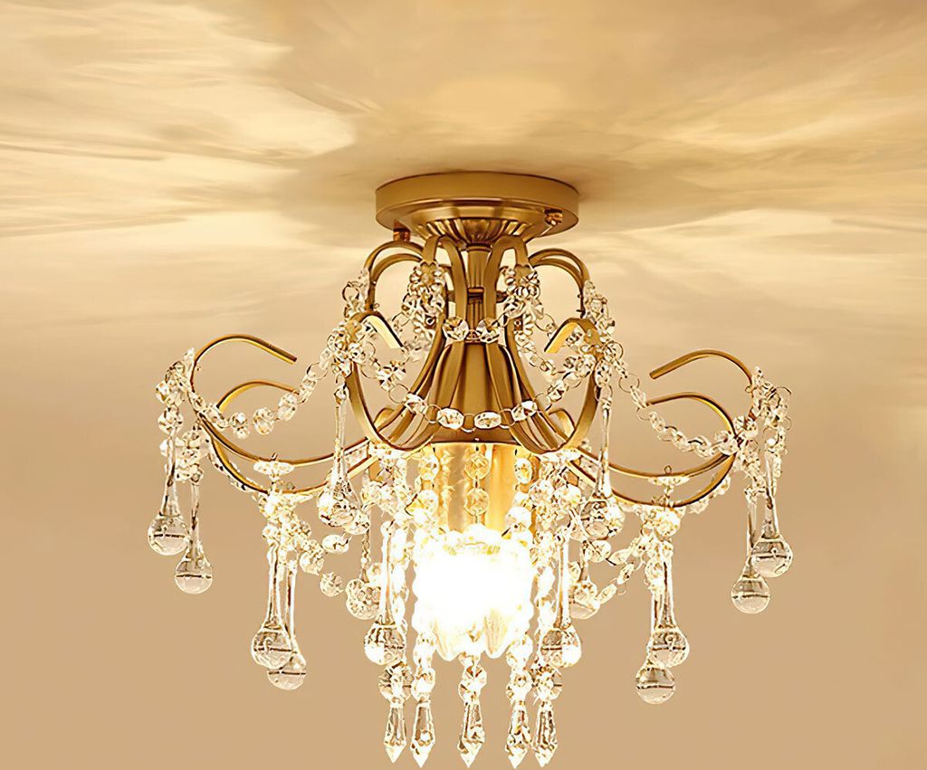 Kronleuchter, Kristalldeckenleuchten, goldene LED Deckenleuchten, geeignet für Flure, Esszimmer, Schlafzimmer (mit Glühbirnen)
