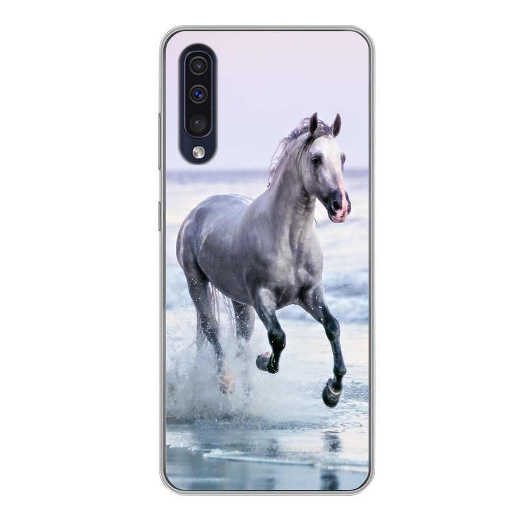 MuchoWow Handyhülle Schutzhülle Hülle für Samsung Galaxy A50 Pferd - Meer - Pastell Silikon Softcase Handy Hülle - Mobiltelefonhülle